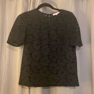 Chelsea 28 sheer floral lace black top sz XS